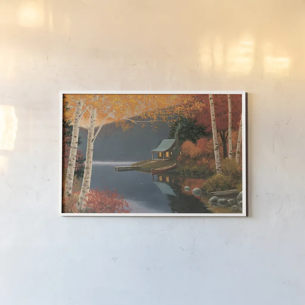 Quiet Evening I by James Wiens. shown as a paper print in a white frame. Available as a archival giclee rolled canvas, fine art paper, or poster print. SKU 21318i.