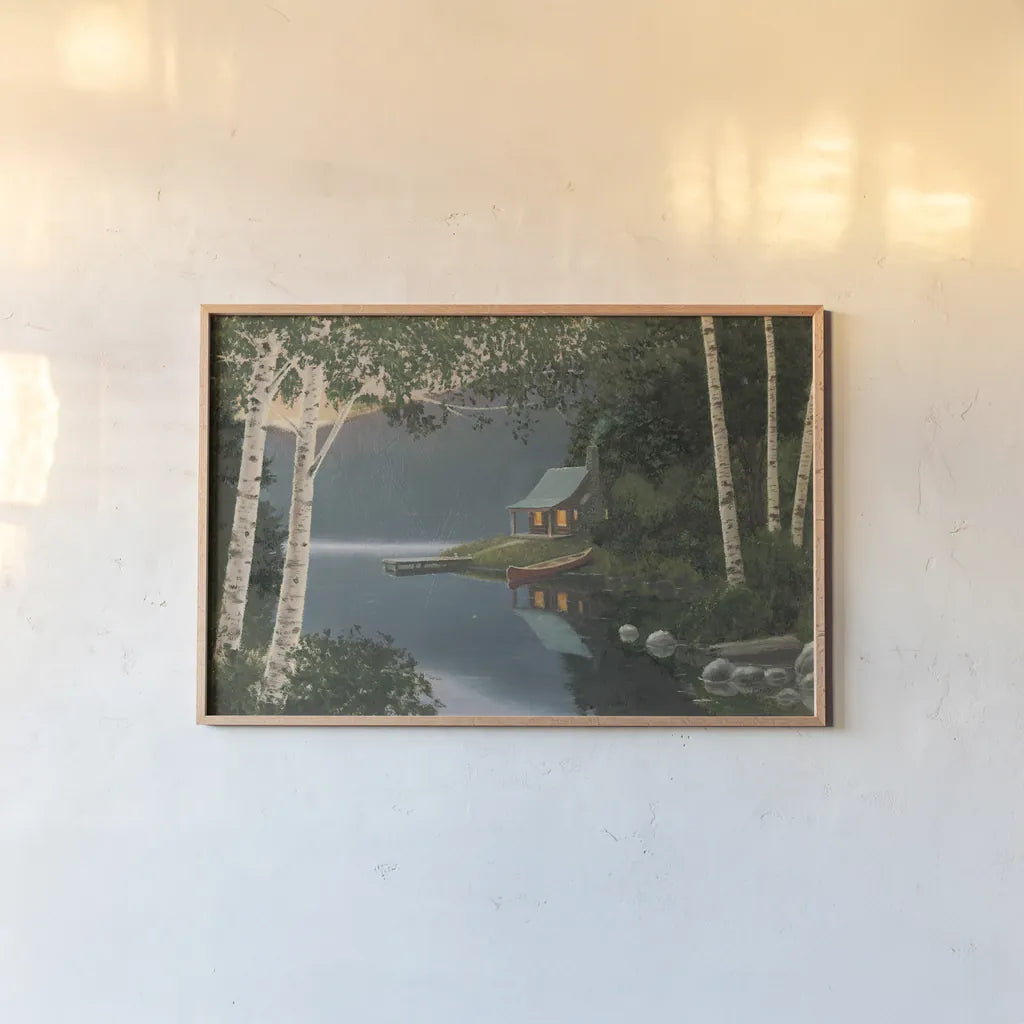 Quiet Evening I Summer by James Wiens. shown as a paper print in a natural frame. Available as a archival giclee rolled canvas, fine art paper, or poster print. SKU 69201i.