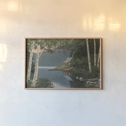 Quiet Evening I Summer by James Wiens. shown as a paper print in a natural frame. Available as a archival giclee rolled canvas, fine art paper, or poster print. SKU 69201i.