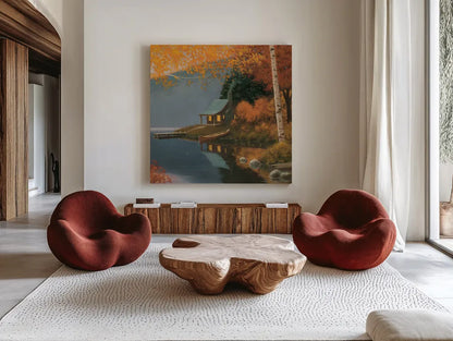 Quiet Evening II No Words by James Wiens. Shown as extra-large giant wall art in a modern living room. Available as an archival giclee rolled canvas, fine art paper, or poster print. SKU 57708a.