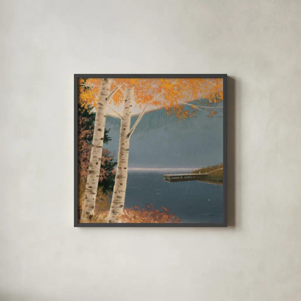 Quiet Evening III No Words by James Wiens. Shown in a sleek black glass frame for a contemporary gallery look. Available as an archival giclee rolled canvas, fine art paper, or poster print. SKU 57709a.