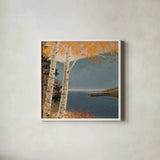 Quiet Evening III No Words by James Wiens. Shown in a crisp white glass frame for a clean and minimalist style. Available as an archival giclee rolled canvas, fine art paper, or poster print. SKU 57709a.