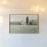 Quiet Valley by James Wiens. shown as a paper print in a natural frame. Available as a archival giclee rolled canvas, fine art paper, or poster print. SKU 61295i.