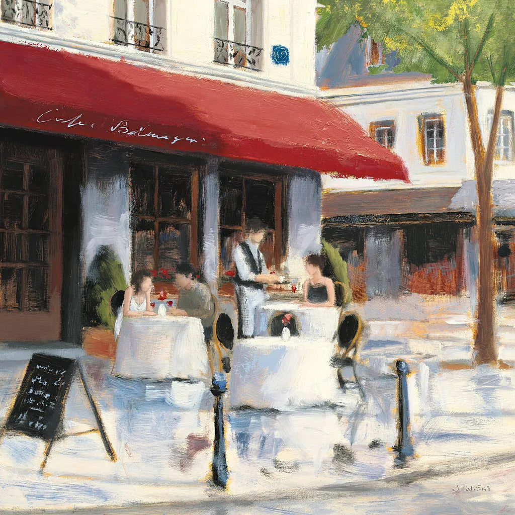 Relaxing at the Cafe I by James Wiens. SKU 12967a. Archival Giclee Fine art print for wall decor.