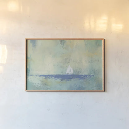 Sailboat Dream by James Wiens. shown as a paper print in a natural frame. Available as a archival giclee rolled canvas, fine art paper, or poster print. SKU 20360i.