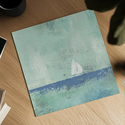 Sailboat Dream Square by James Wiens. Shown as a detailed flat fine art print, highlighting archival giclee quality. Available as an archival giclee rolled canvas, fine art paper, or poster print. SKU 20360a.