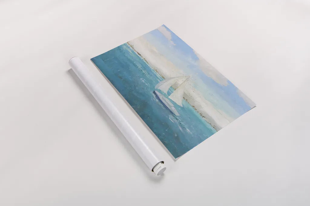 Sailing Into the Blue by James Wiens. shown as a rolled paper print. Available as archival giclee rolled canvas, fine art paper, or poster print. SKU 76006i.