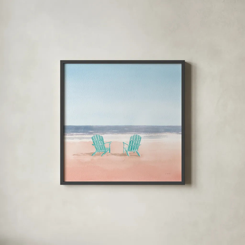 Salento Coast II Coral Cove by James Wiens. Shown in a sleek black glass frame for a contemporary gallery look. Available as an archival giclee rolled canvas, fine art paper, or poster print. SKU 55922a.
