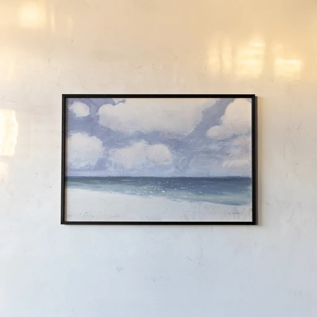 Seascape IV Blue Crop by James Wiens. shown as a paper print in a black flame. Available as a archival giclee rolled canvas, fine art paper, or poster print. SKU 80599i.