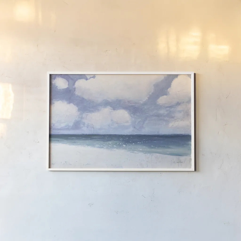 Seascape IV Blue Crop by James Wiens. shown as a paper print in a white frame. Available as a archival giclee rolled canvas, fine art paper, or poster print. SKU 80599i.