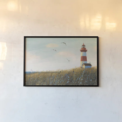 Seaside View I by James Wiens. shown as a paper print in a black flame. Available as a archival giclee rolled canvas, fine art paper, or poster print. SKU 17222i.