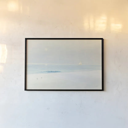 Serene Beach by James Wiens. shown as a paper print in a black flame. Available as a archival giclee rolled canvas, fine art paper, or poster print. SKU 19218i.