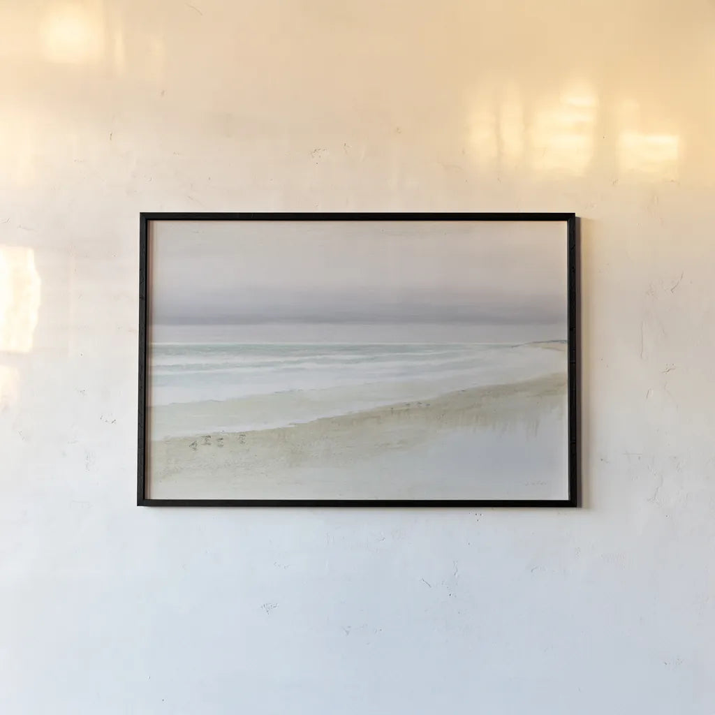 Serene Seaside by James Wiens. shown as a paper print in a black flame. Available as a archival giclee rolled canvas, fine art paper, or poster print. SKU 31572i.