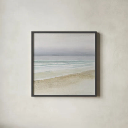 Serene Seaside Crop by James Wiens. Shown in a sleek black glass frame for a contemporary gallery look. Available as an archival giclee rolled canvas, fine art paper, or poster print. SKU 31572a.