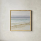 Serene Seaside Crop by James Wiens. Shown in a natural wood glass frame for a timeless modern aesthetic. Available as an archival giclee rolled canvas, fine art paper, or poster print. SKU 31572a.