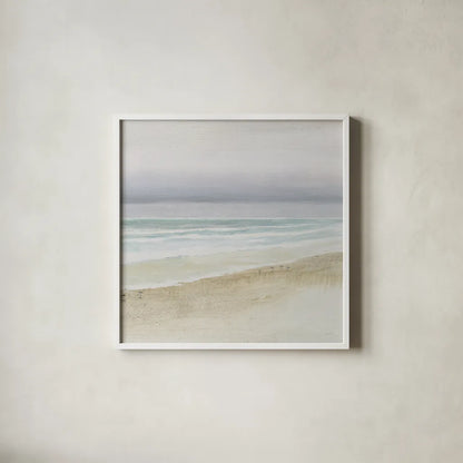 Serene Seaside Crop by James Wiens. Shown in a crisp white glass frame for a clean and minimalist style. Available as an archival giclee rolled canvas, fine art paper, or poster print. SKU 31572a.