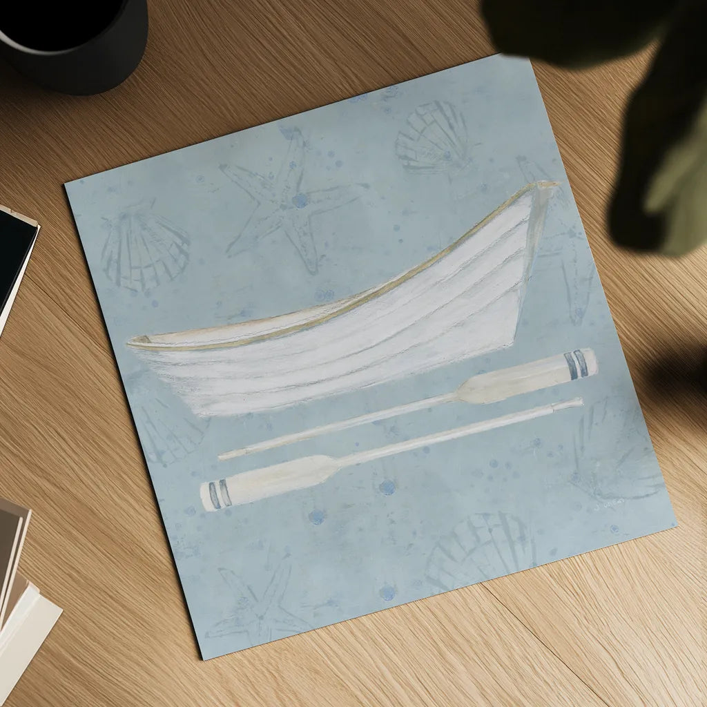 Serene Seaside I by James Wiens. Shown as a detailed flat fine art print, highlighting archival giclee quality. Available as an archival giclee rolled canvas, fine art paper, or poster print. SKU 31830a.