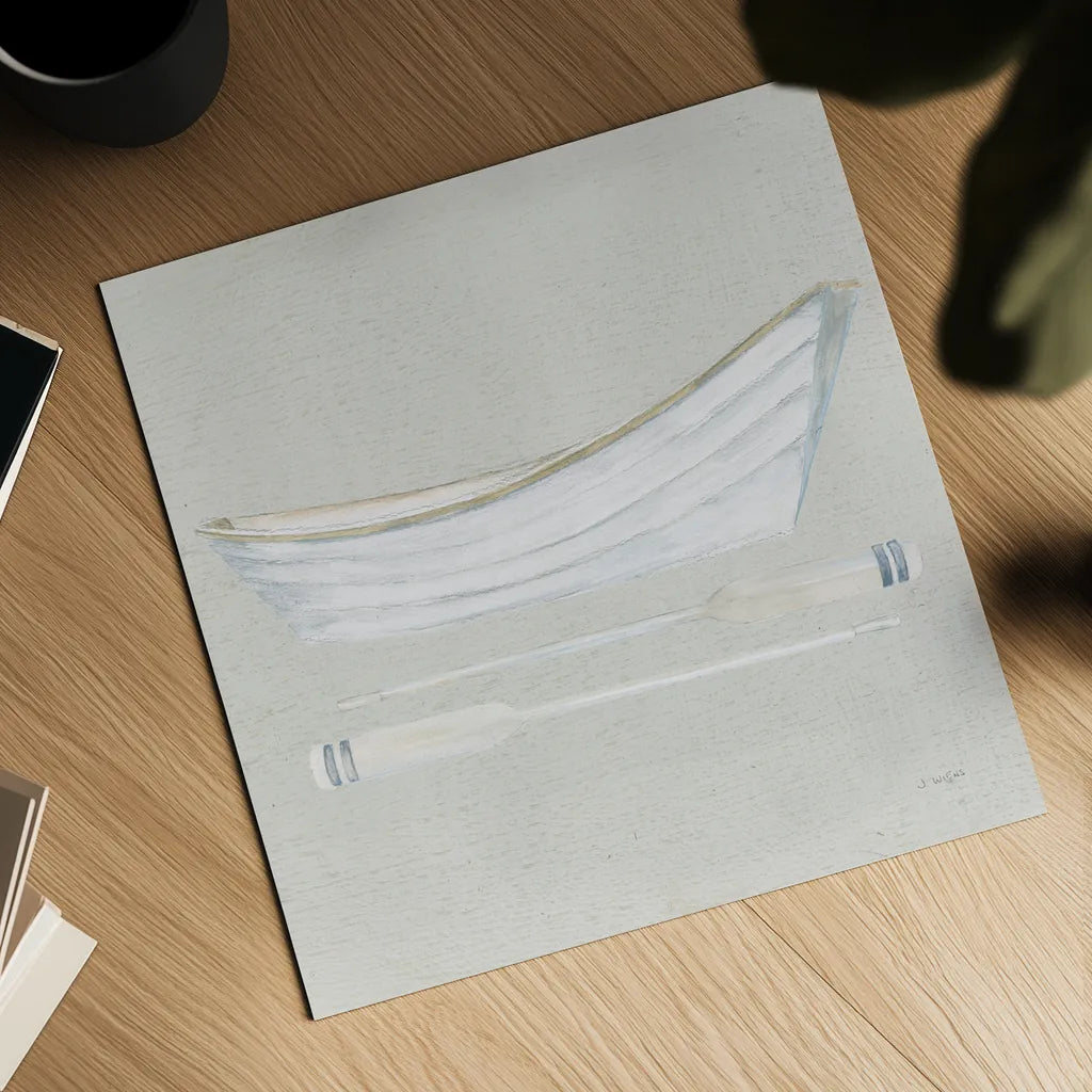 Serene Seaside I Tan by James Wiens. Shown as a detailed flat fine art print, highlighting archival giclee quality. Available as an archival giclee rolled canvas, fine art paper, or poster print. SKU 31833a.