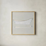 Serene Seaside I Tan by James Wiens. Shown in a natural wood glass frame for a timeless modern aesthetic. Available as an archival giclee rolled canvas, fine art paper, or poster print. SKU 31833a.