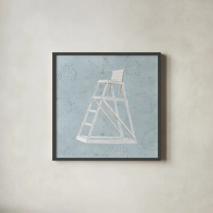 Serene Seaside II by James Wiens. Shown in a sleek black glass frame for a contemporary gallery look. Available as an archival giclee rolled canvas, fine art paper, or poster print. SKU 31831a.
