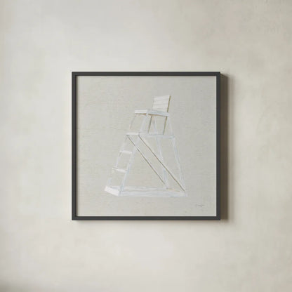 Serene Seaside II Tan by James Wiens. Shown in a sleek black glass frame for a contemporary gallery look. Available as an archival giclee rolled canvas, fine art paper, or poster print. SKU 31834a.