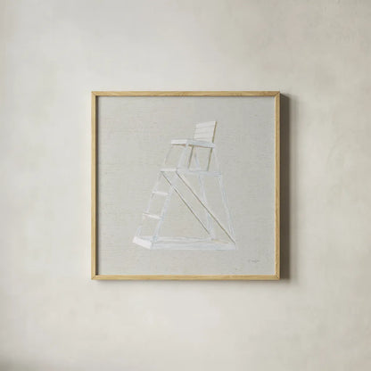Serene Seaside II Tan by James Wiens. Shown in a natural wood glass frame for a timeless modern aesthetic. Available as an archival giclee rolled canvas, fine art paper, or poster print. SKU 31834a.