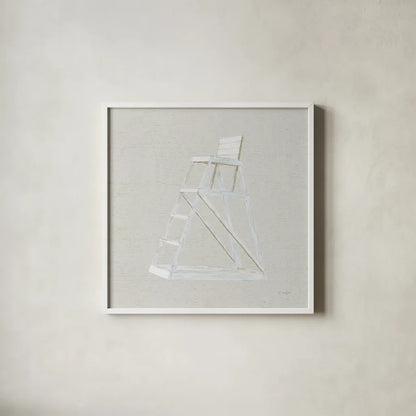 Serene Seaside II Tan by James Wiens. Shown in a crisp white glass frame for a clean and minimalist style. Available as an archival giclee rolled canvas, fine art paper, or poster print. SKU 31834a.
