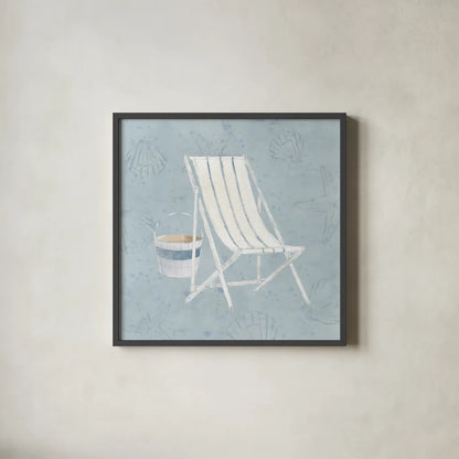 Serene Seaside III by James Wiens. Shown in a sleek black glass frame for a contemporary gallery look. Available as an archival giclee rolled canvas, fine art paper, or poster print. SKU 31832a.