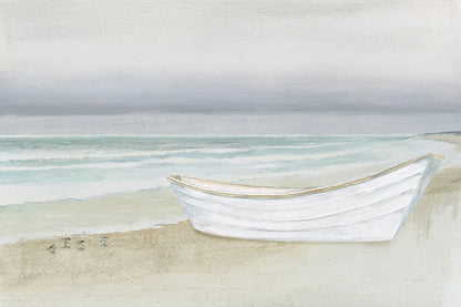 Serene Seaside with Boat by James Wiens. SKU 33505i. Archival Giclee Fine art print for wall decor.