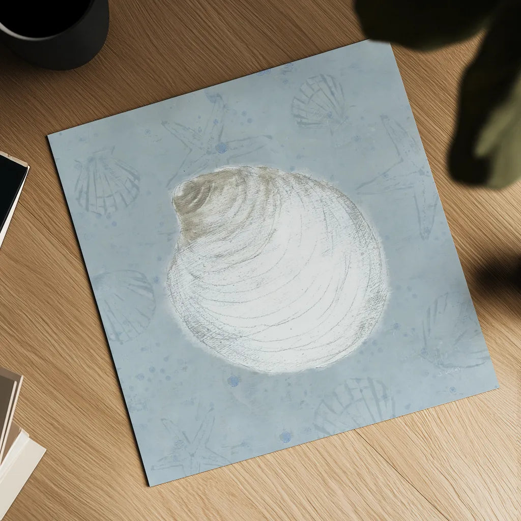 Serene Shells II by James Wiens. Shown as a detailed flat fine art print, highlighting archival giclee quality. Available as an archival giclee rolled canvas, fine art paper, or poster print. SKU 31837a.