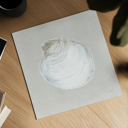 Serene Shells II Tan by James Wiens. Shown as a detailed flat fine art print, highlighting archival giclee quality. Available as an archival giclee rolled canvas, fine art paper, or poster print. SKU 31839a.