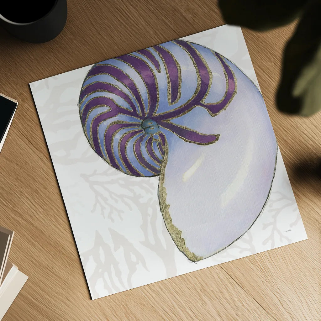 Shimmering Shells VI by James Wiens. Shown as a detailed flat fine art print, highlighting archival giclee quality. Available as an archival giclee rolled canvas, fine art paper, or poster print. SKU 72591a.