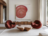 Shimmering Shells VII by James Wiens. Shown as extra-large giant wall art in a modern living room. Available as an archival giclee rolled canvas, fine art paper, or poster print. SKU 72592a.