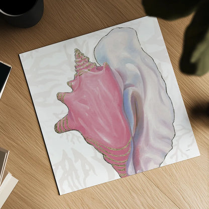 Shimmering Shells XII by James Wiens. Shown as a detailed flat fine art print, highlighting archival giclee quality. Available as an archival giclee rolled canvas, fine art paper, or poster print. SKU 72597a.