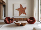 Shimmering Shells XIII by James Wiens. Shown as extra-large giant wall art in a modern living room. Available as an archival giclee rolled canvas, fine art paper, or poster print. SKU 72598a.