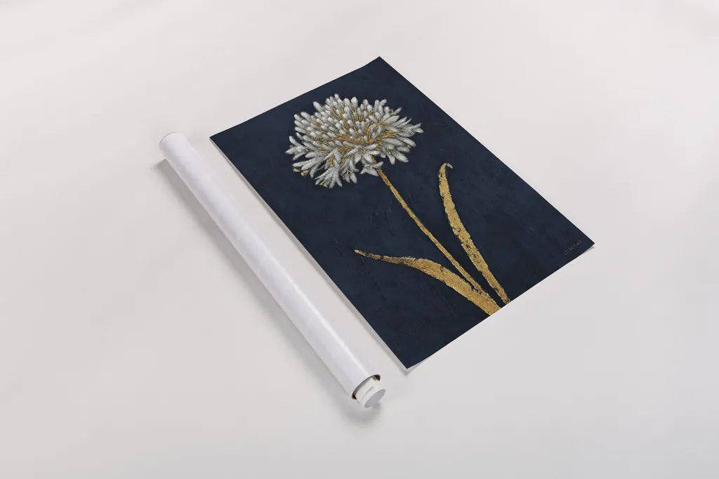 Shimmering Summer I Indigo Crop by James Wiens. shown as a rolled paper print. Available as archival giclee rolled canvas, fine art paper, or poster print. SKU 52069h.