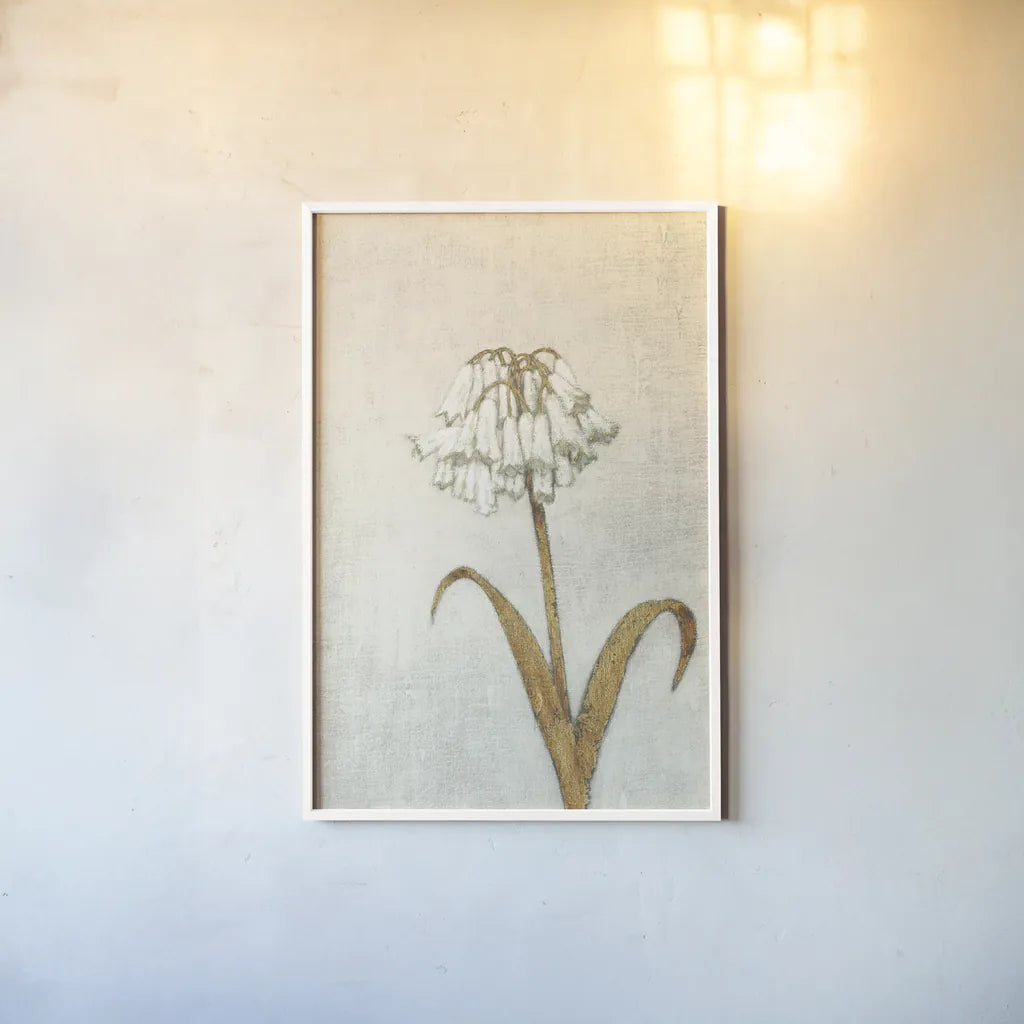 Shimmering Summer II Ivory by James Wiens. shown as a paper print in a white frame. Available as a archival giclee rolled canvas, fine art paper, or poster print. SKU 51564h.