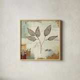 Silver Leaves III by James Wiens. Shown in a natural wood glass frame for a timeless modern aesthetic. Available as an archival giclee rolled canvas, fine art paper, or poster print. SKU 12260a.