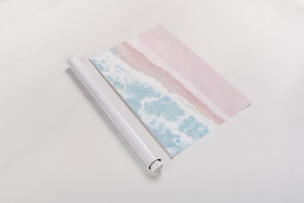 Sky Seaview I No Umbrellas Pink by James Wiens. shown as a rolled paper print. Available as archival giclee rolled canvas, fine art paper, or poster print. SKU 60960i.