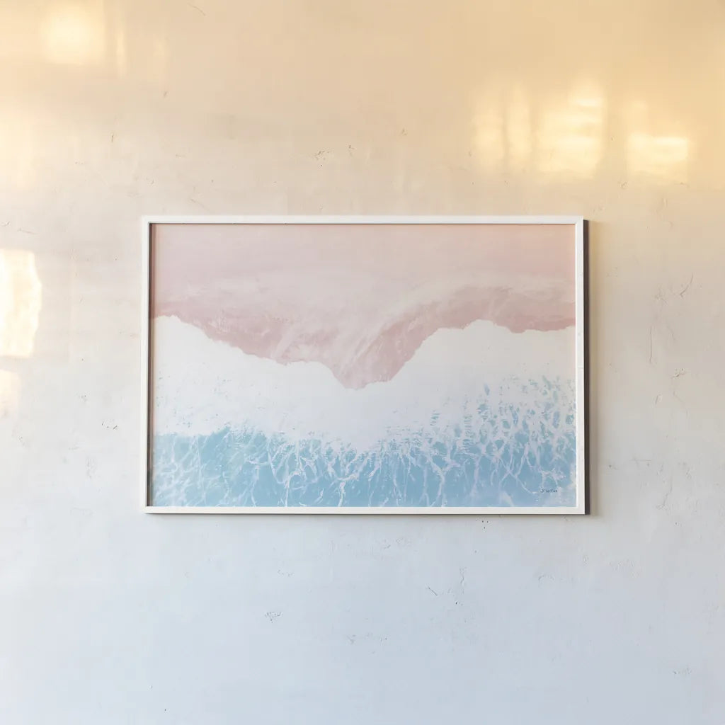 Sky Seaview II No Umbrellas by James Wiens. shown as a paper print in a white frame. Available as a archival giclee rolled canvas, fine art paper, or poster print. SKU 60961i.