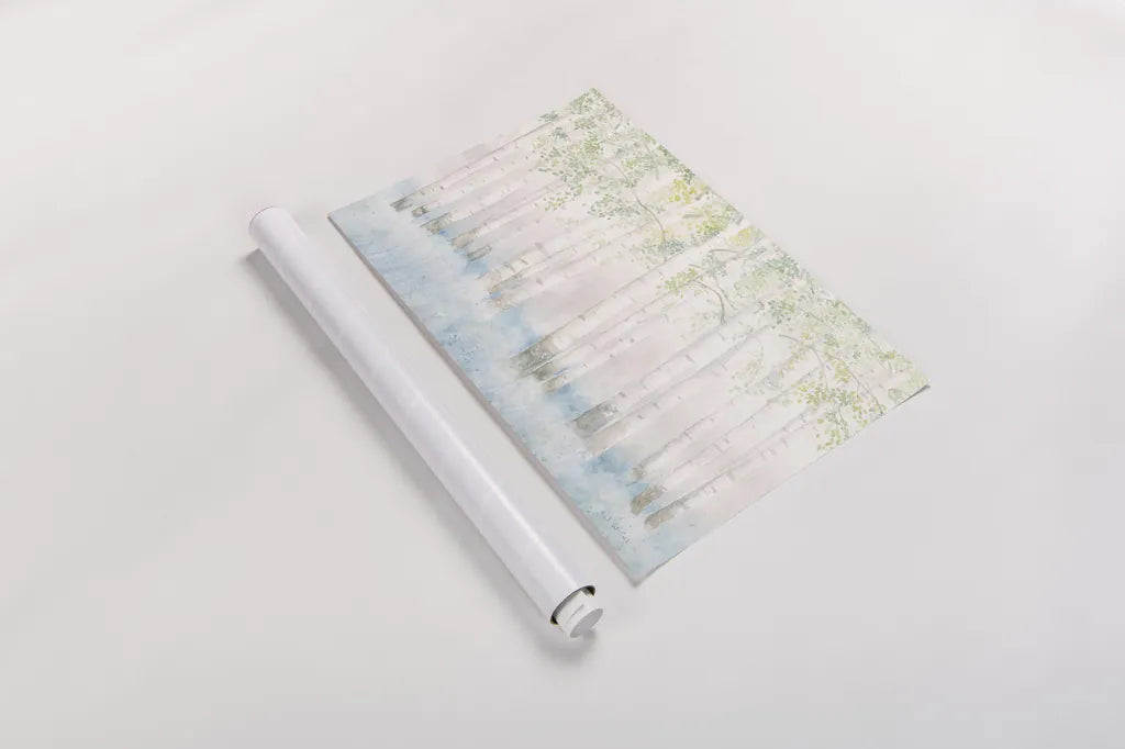 Soft Birches Crop by James Wiens. shown as a rolled paper print. Available as archival giclee rolled canvas, fine art paper, or poster print. SKU 48446i.