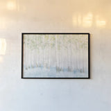 Soft Birches Crop by James Wiens. shown as a paper print in a black flame. Available as a archival giclee rolled canvas, fine art paper, or poster print. SKU 48446i.