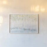 Soft Birches Crop by James Wiens. shown as a paper print in a white frame. Available as a archival giclee rolled canvas, fine art paper, or poster print. SKU 48446i.
