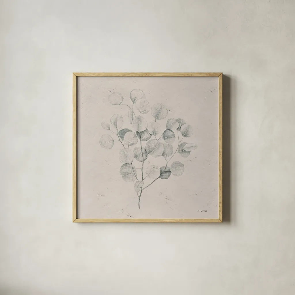 Soft Summer Sketches II Sq by James Wiens. Shown in a natural wood glass frame for a timeless modern aesthetic. Available as an archival giclee rolled canvas, fine art paper, or poster print. SKU 60547a.