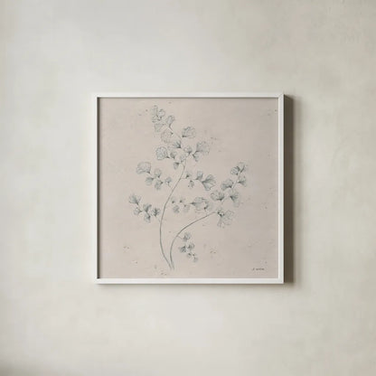 Soft Summer Sketches IV Sq by James Wiens. Shown in a crisp white glass frame for a clean and minimalist style. Available as an archival giclee rolled canvas, fine art paper, or poster print. SKU 60549a.