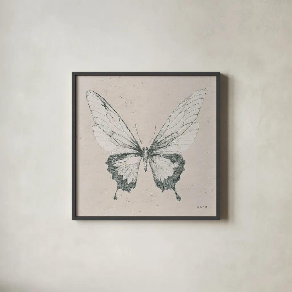 Soft Summer Sketches V by James Wiens. Shown in a sleek black glass frame for a contemporary gallery look. Available as an archival giclee rolled canvas, fine art paper, or poster print. SKU 45695a.