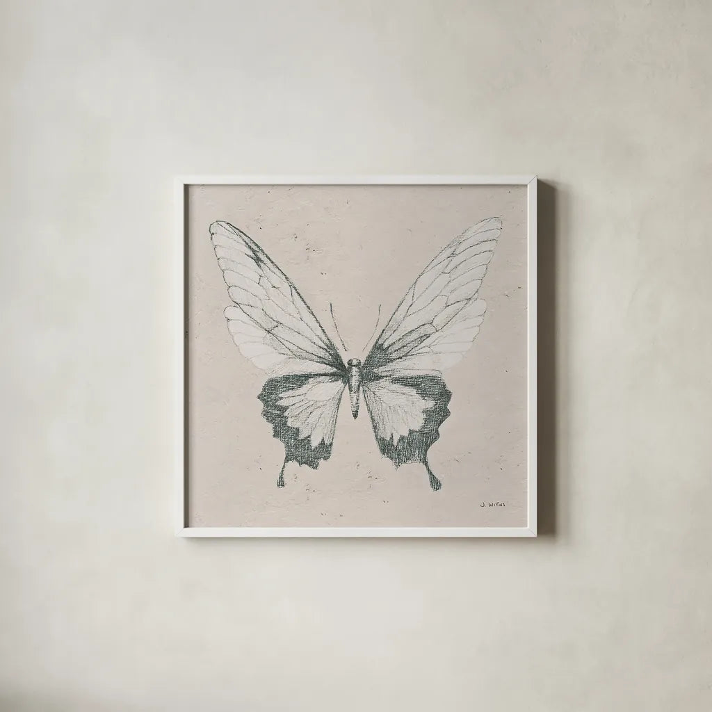 Soft Summer Sketches V by James Wiens. Shown in a crisp white glass frame for a clean and minimalist style. Available as an archival giclee rolled canvas, fine art paper, or poster print. SKU 45695a.
