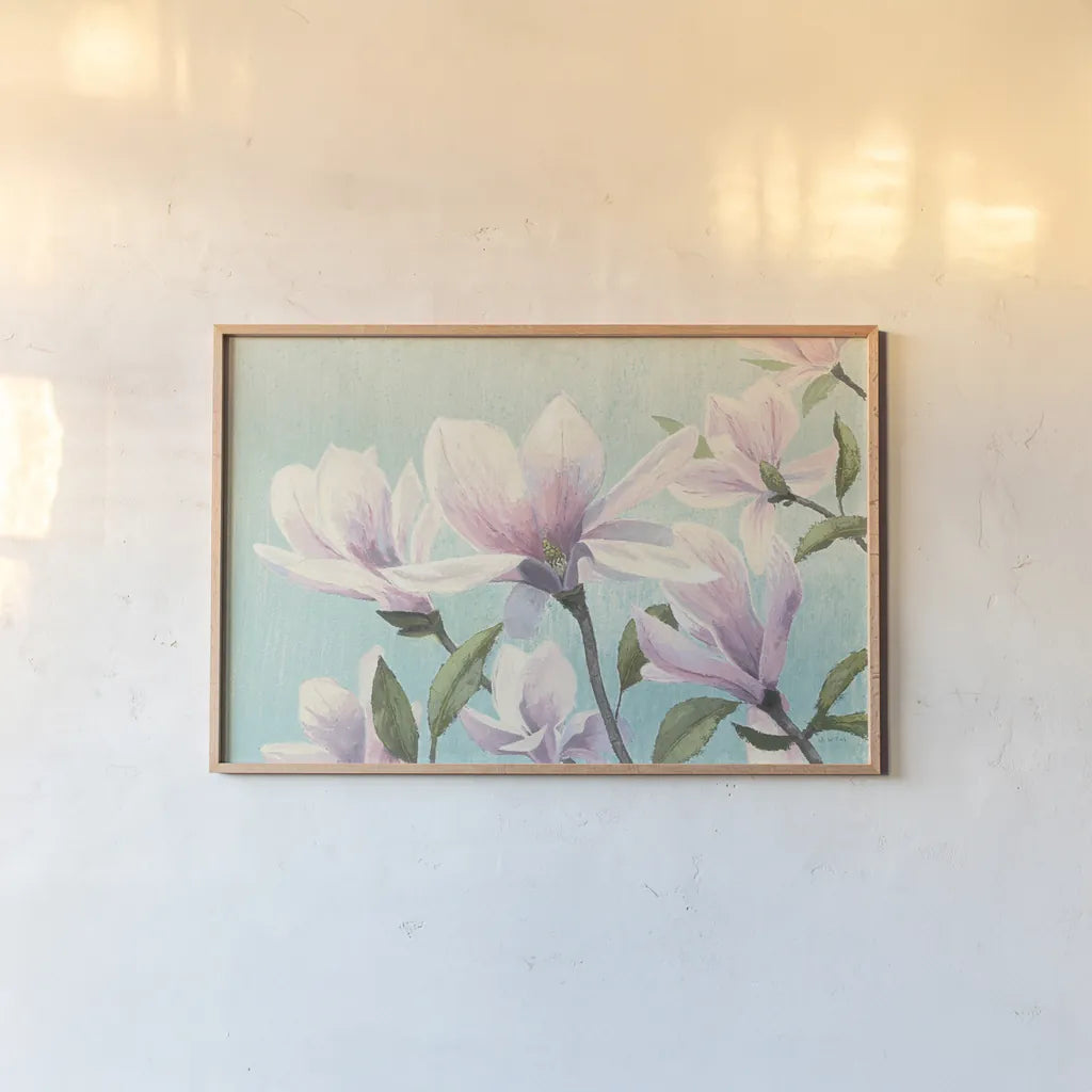 Southern Blossoms I by James Wiens. shown as a paper print in a natural frame. Available as a archival giclee rolled canvas, fine art paper, or poster print. SKU 12253i.