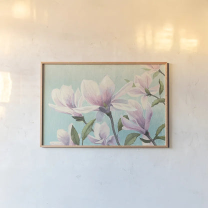 Southern Blossoms I by James Wiens. shown as a paper print in a natural frame. Available as a archival giclee rolled canvas, fine art paper, or poster print. SKU 12253i.