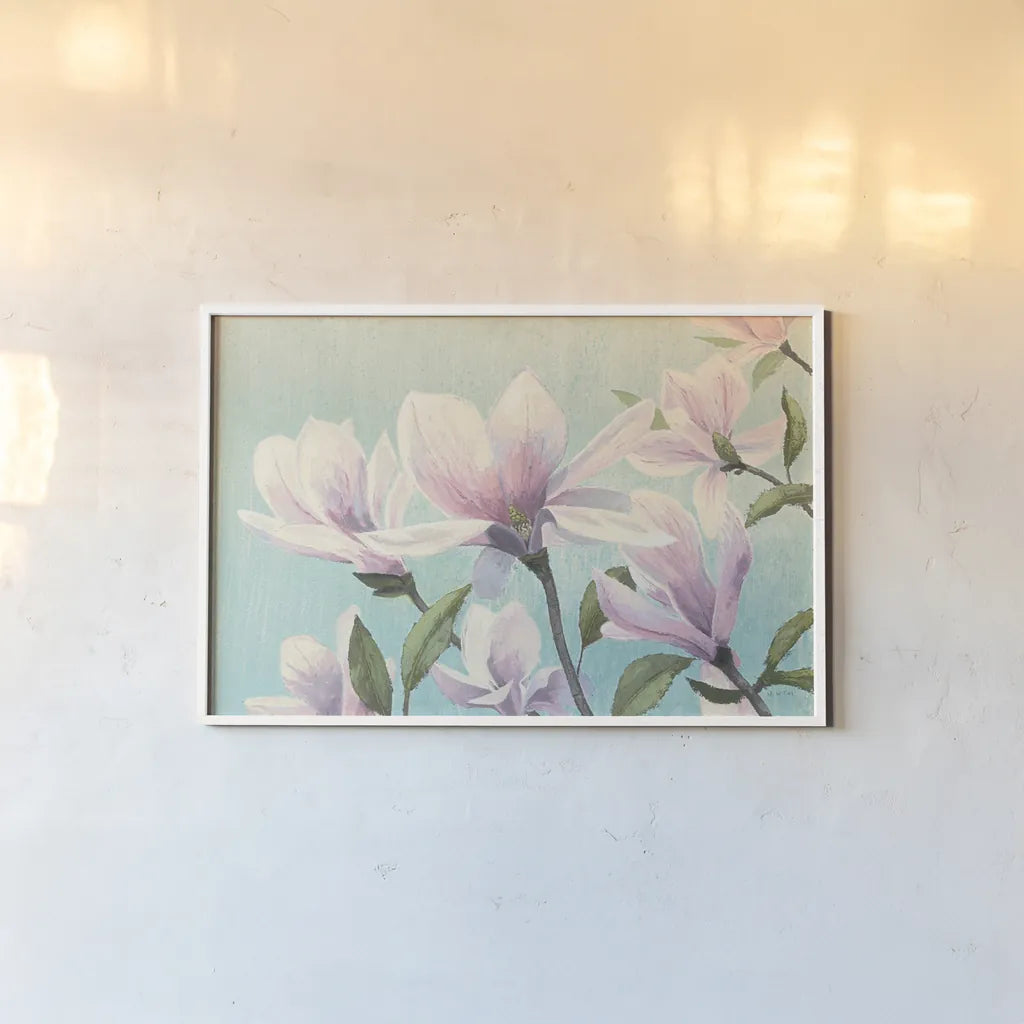 Southern Blossoms I by James Wiens. shown as a paper print in a white frame. Available as a archival giclee rolled canvas, fine art paper, or poster print. SKU 12253i.